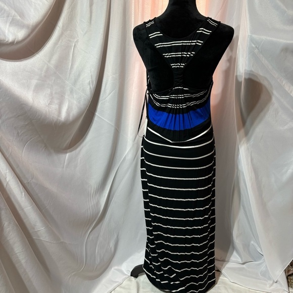 BOGO Calvin Klein Black/White/Blue Racerback Maxi Dress Size 12 - Picture 3 of 7